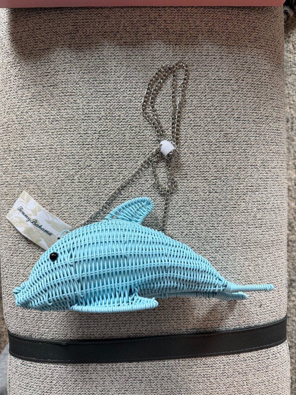 Tommy Bahama Light Blue Wicker Dolphin Crossbody Bag NWT